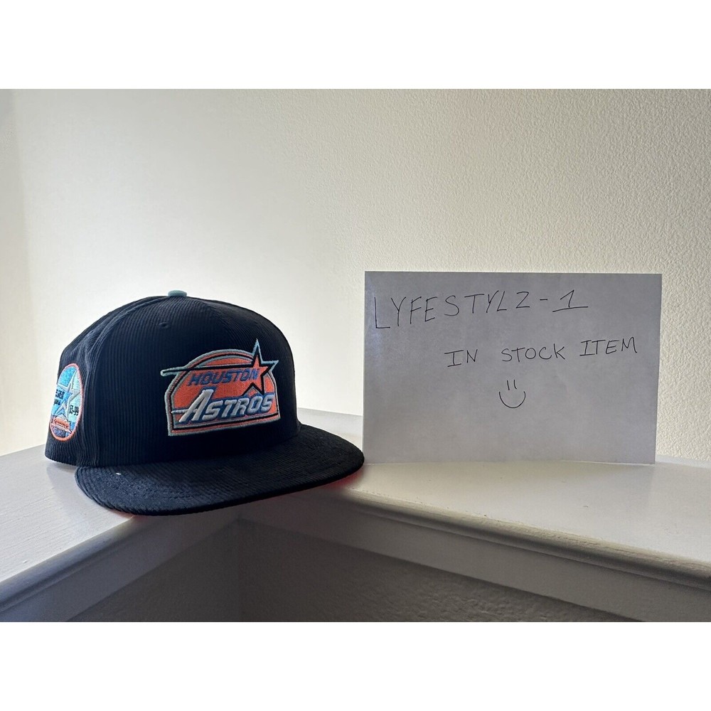 ⚾Black Corduroy Houston Astros Visor Orange Bottom 35th Great Years Fitted 7 1/8